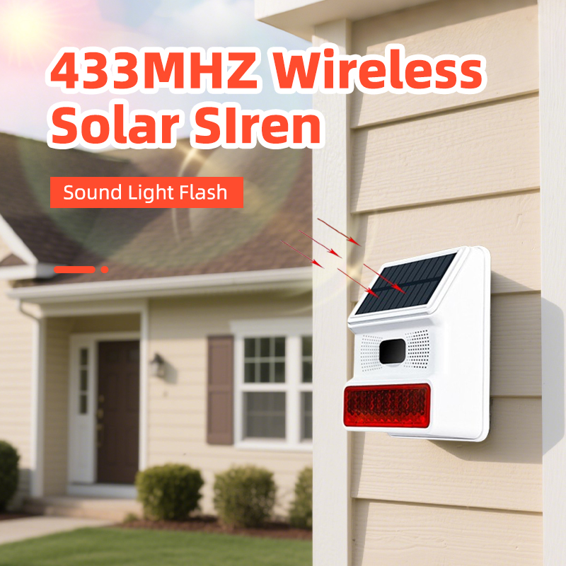 Home Security Lights Outdoors - Outdoor-Alarmhorn 433MHZ Kabellose Solar-Sirene mit Ton