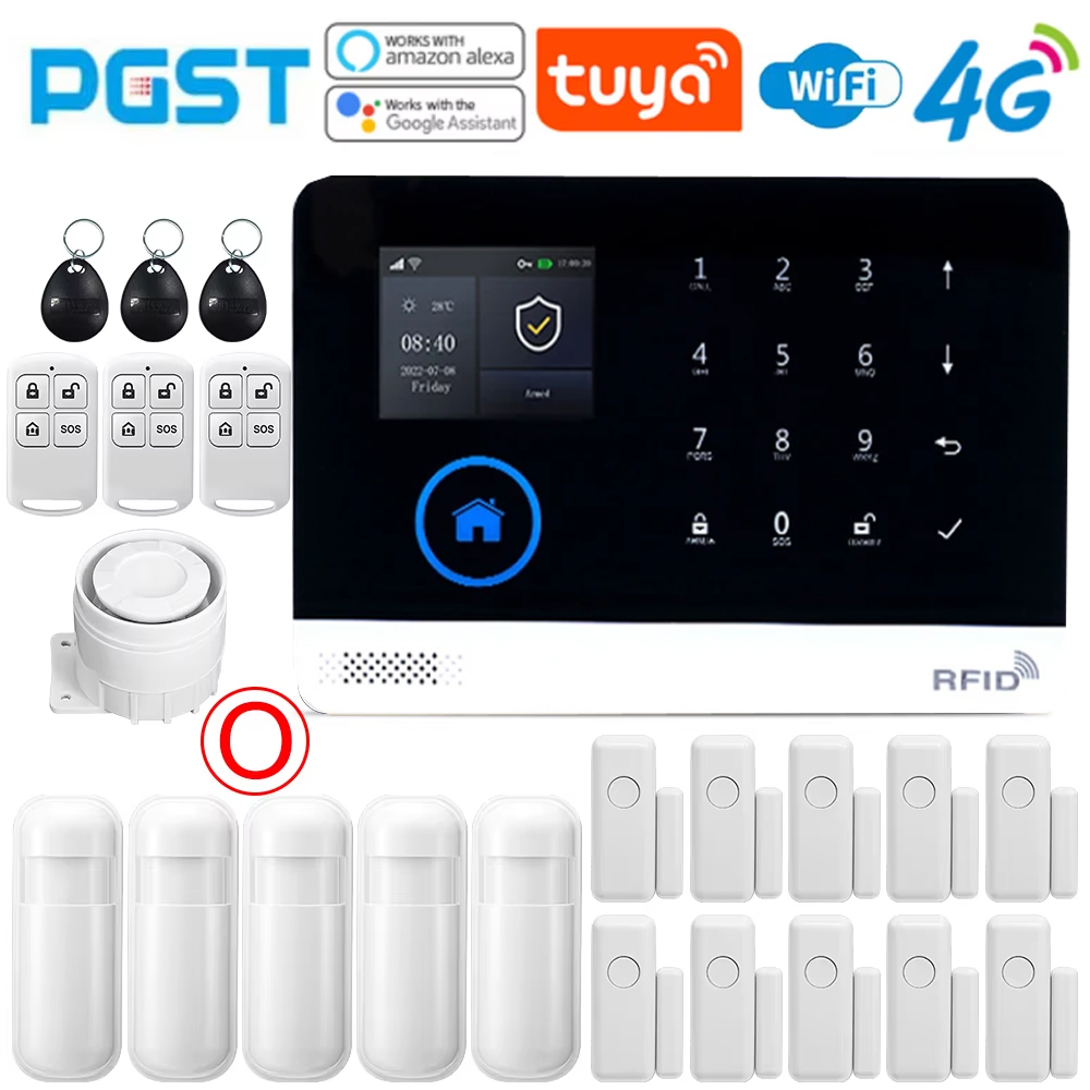 Home Security System Installation - PGST Hausalarmsystem, WLAN-Sicherheitsalarm, Diebstahlschutz mit Tür-Bewegungssensor,