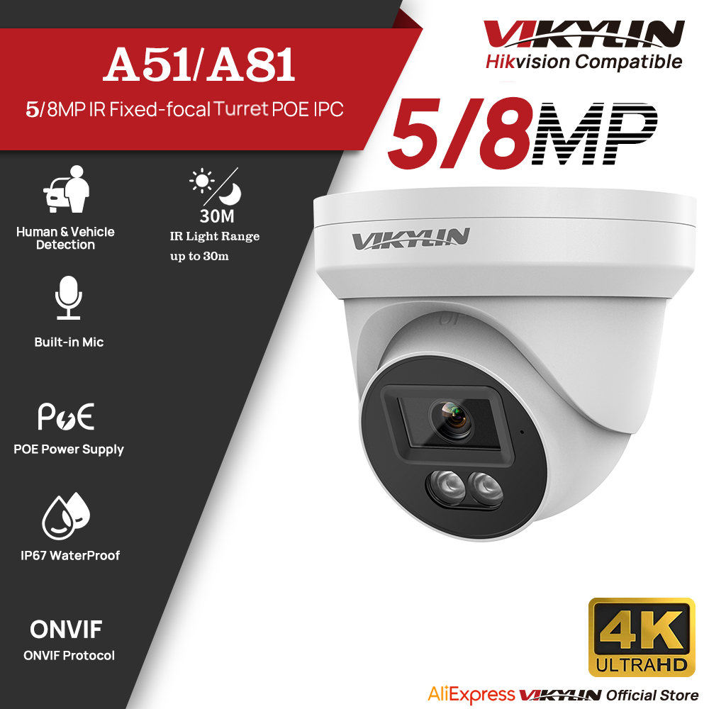 Home Security Lights Outdoors - VIKYLIN 5/8MP HD IP-Sicherheitskamera PoE 4K